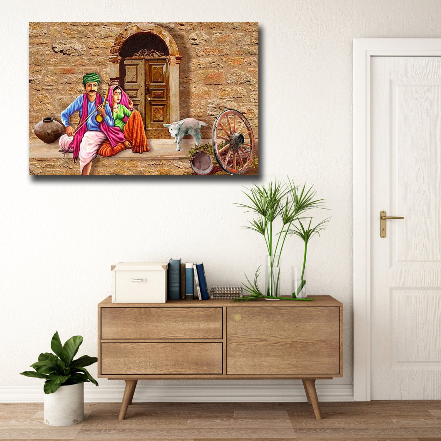 Rajasthani Village Canvas Wall Art Rajasthani Canvas Print Etsy UK