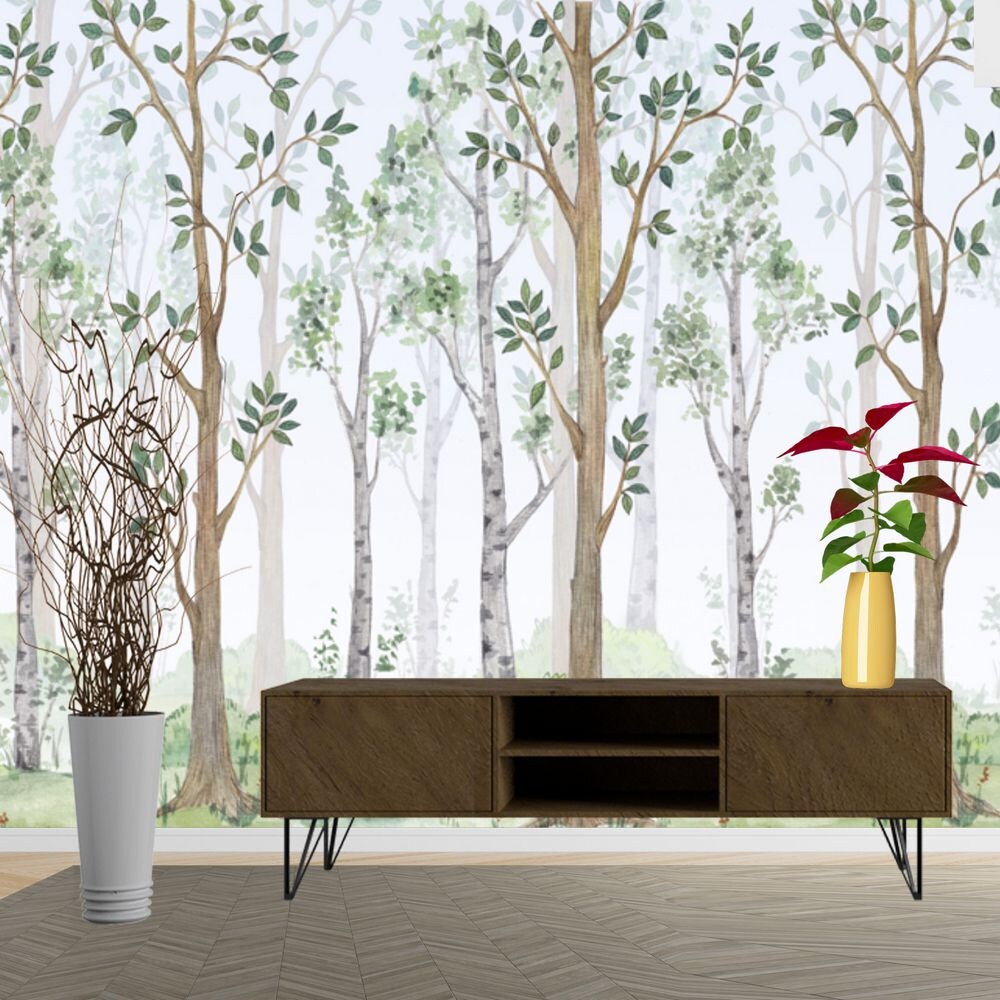 Birch Tree Bedroom Wall Decor Traditional or Removable Peel Etsy