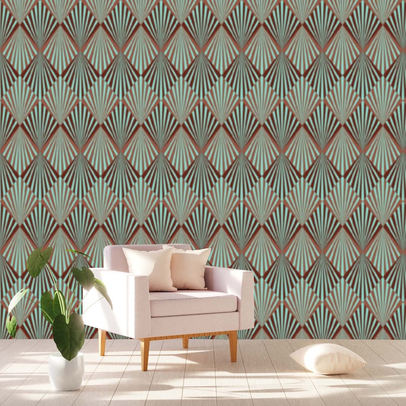 Abstract Geometric Art Deco Wallpaper Removable Peel and Stick Etsy