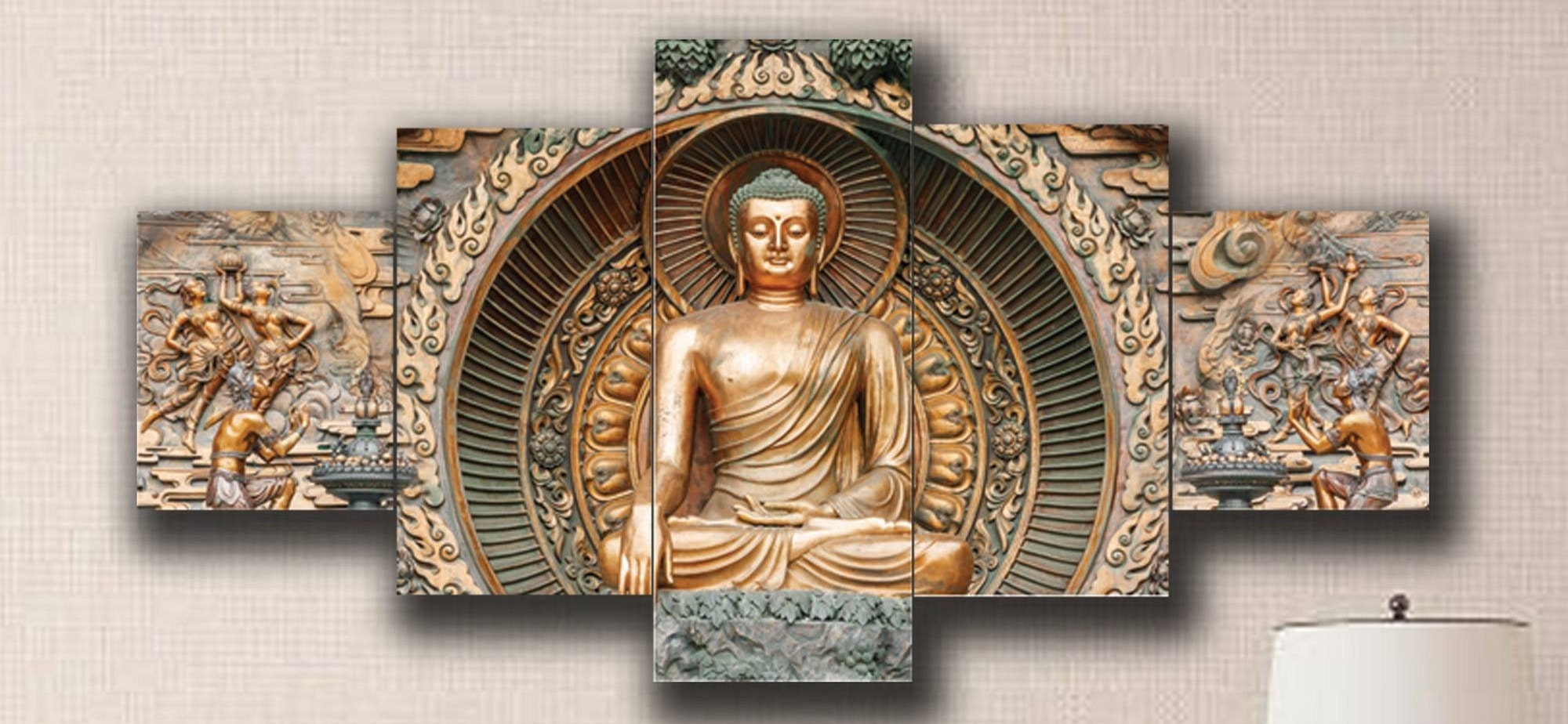 Bronze Buddha Large Wall Art 5 Piece Canvas Buddha Wall | Etsy