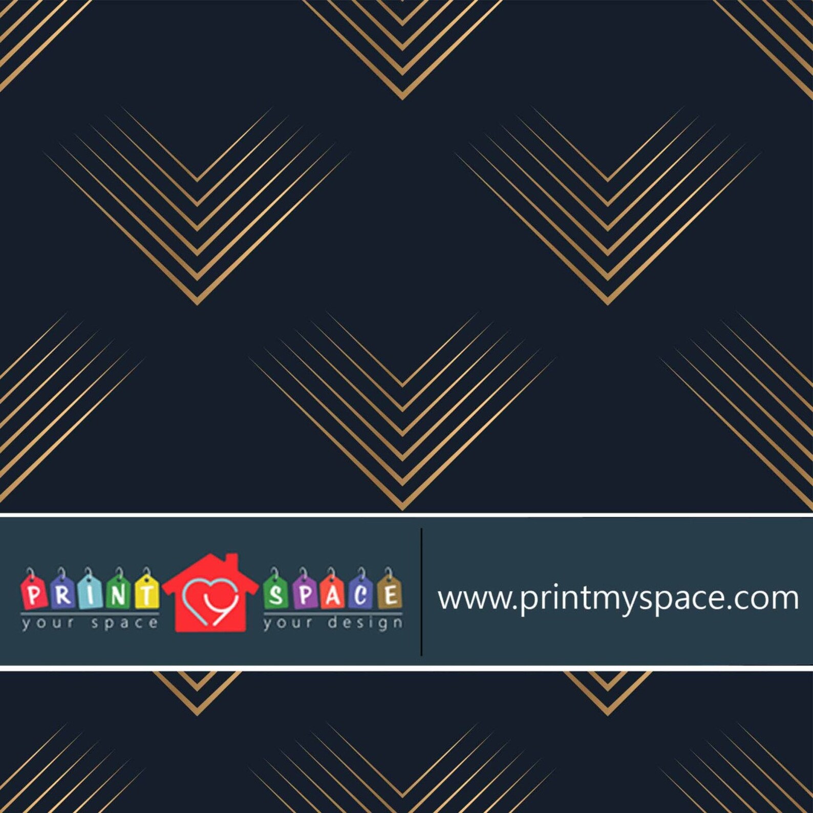 Navy Blue and Gold Art Deco Wallpaper Removable Peel and Etsy