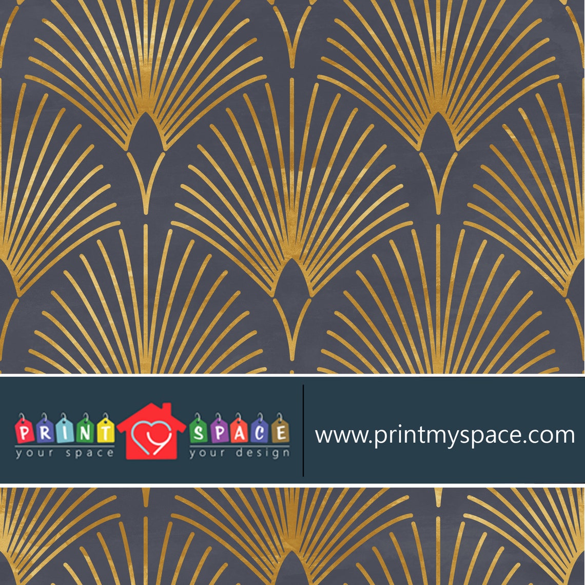 Geometric Art Blue Gold Wallpaper Monochrome Embossed | Etsy