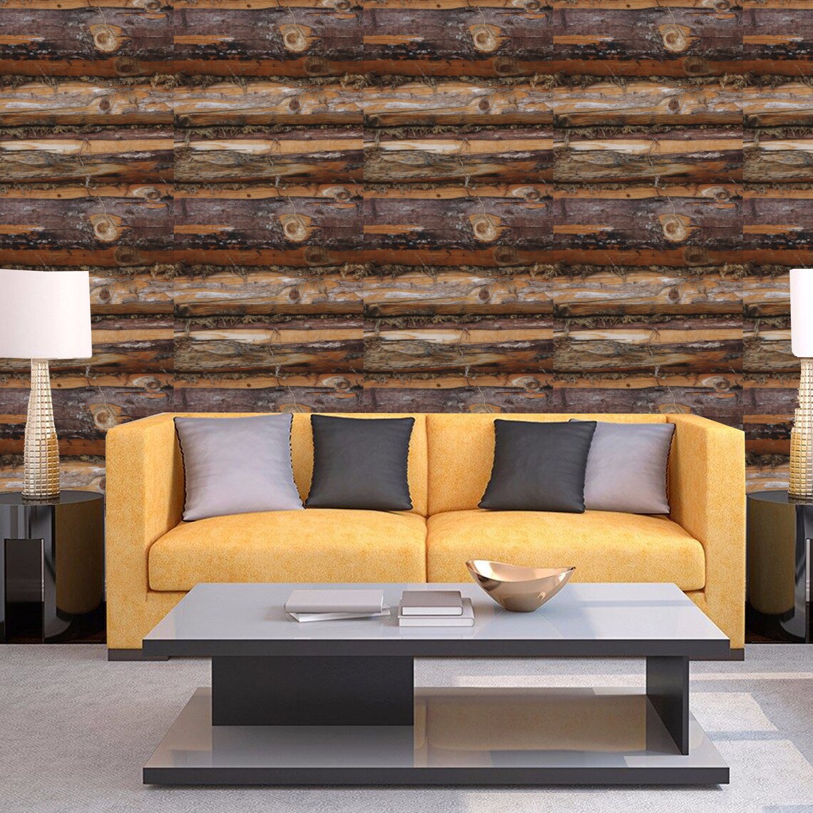 3D Wood Wallpaper Mural With Old Log Wood Wall 3D Wooden Wood Etsy