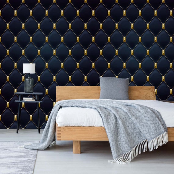 Art Deco Geometric Wallpaper in Navy Blue & Gold Removable - Etsy Art Deco Geometric Wallpaper in Navy Blue & Gold Removable - Etsy