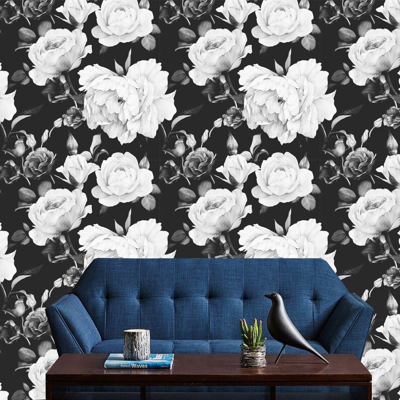 Printmyspace Removable Large White Peony Flowers Wallpaper Etsy