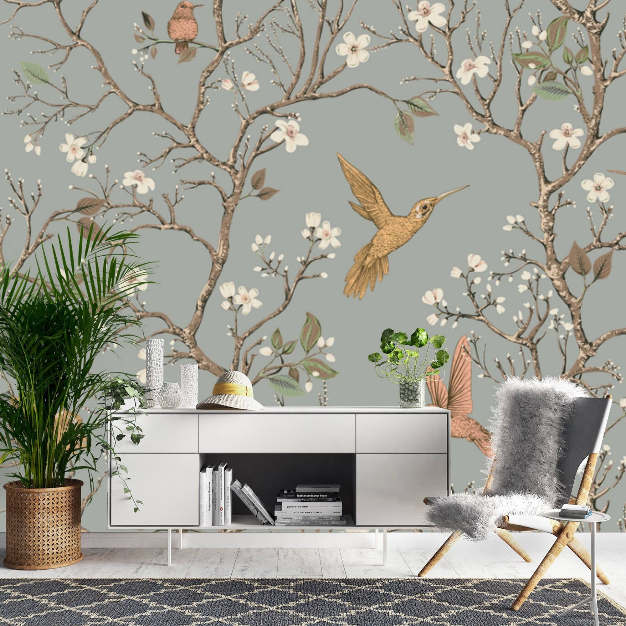 Hawthorn A Celebration of Botanical Bird Wallpaper Milton King