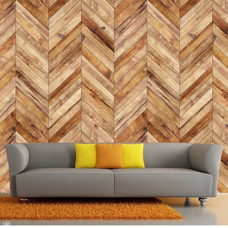 3D rustic chevron wood wallpaper Rustic Barnwood Vintage Aged | Etsy