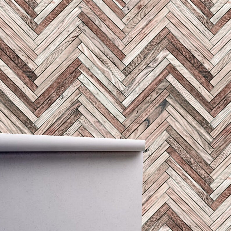 Herringbone Planks Shiplap Wallpaper Traditional Non Woven or Etsy