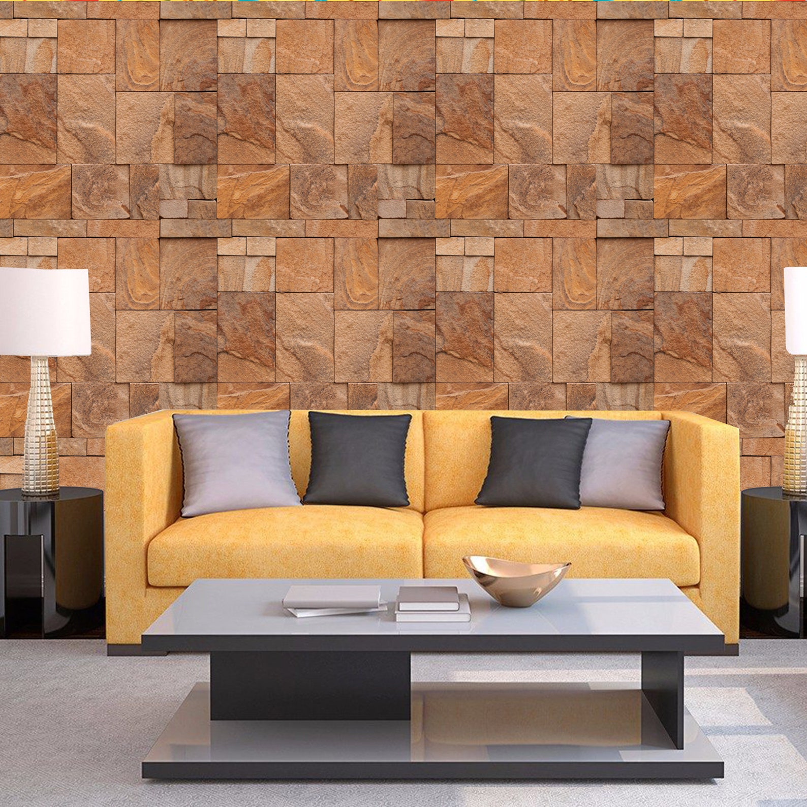 3D Stone Brick Wallpaper Textured Removable Peel and Stick or | Etsy