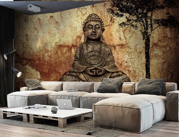 Papier peint de Bouddha méditant papier peint de Bouddha 3D | Etsy France