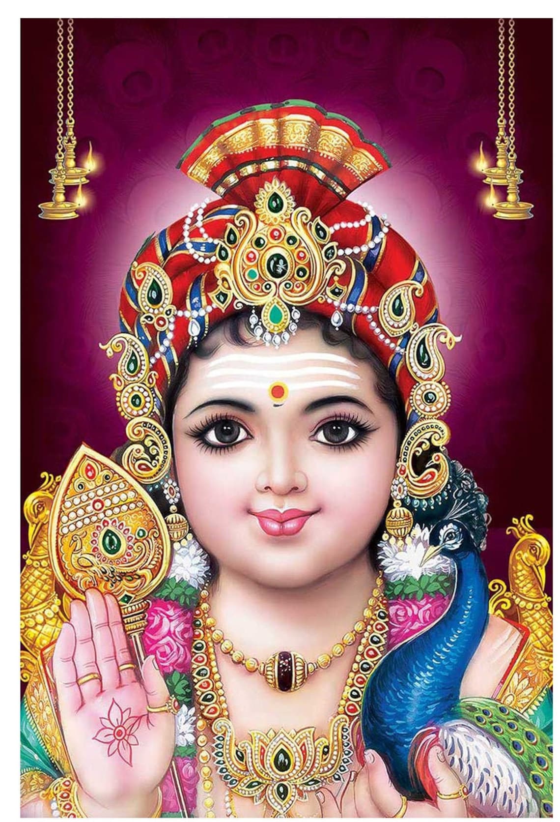 Hindu God Kartikeya Murugan Canvas Print Indian Hindu Wall Etsy UK