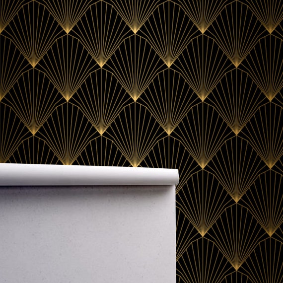 Exclusive J901 Exclusive Flock Henna Black Gold Wallpaper from 1ClickWallpaper UK