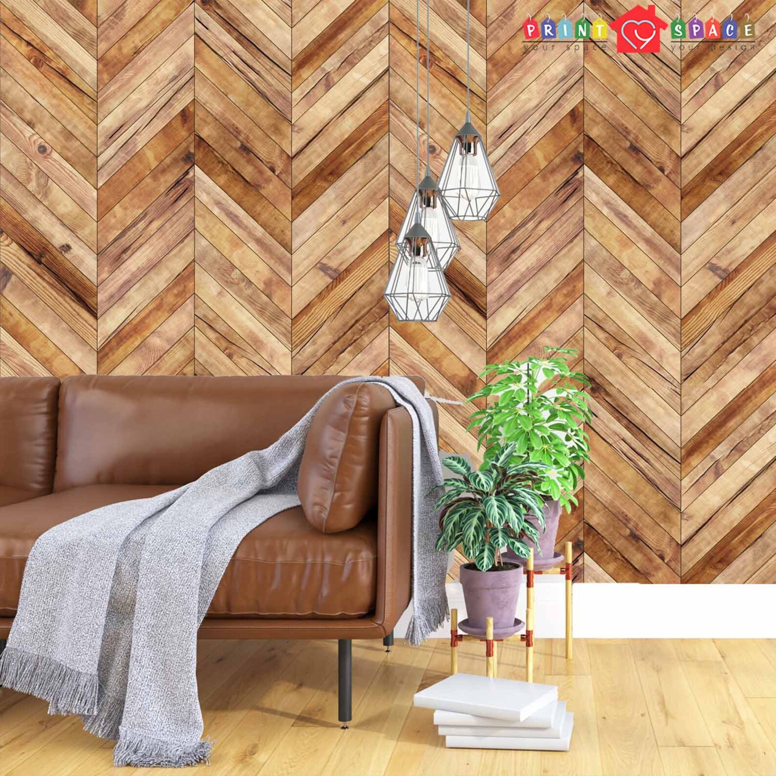 Herringbone Wood Plank Chevron Wallpaper Traditional Non - Etsy