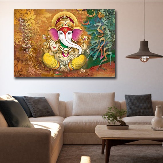 Lord Ganesha Canvas Wall Art Hindu Painting Home Office - Lord Ganesha Wall Art Lord Ganesha Canvas Wall Art Hindu Painting Home Office - Lord Ganesha Wall Art