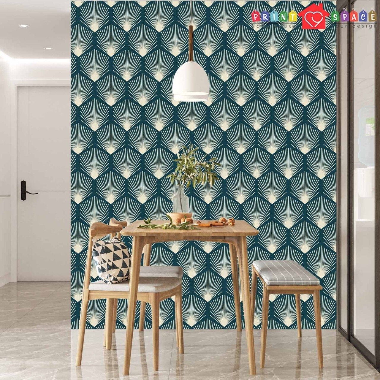 Art Deco Teal White Geometric Wallpaper Traditional Non Woven - Etsy Art Deco Teal White Geometric Wallpaper Traditional Non Woven - Etsy