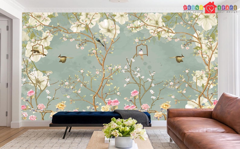 Chinoiserie Peel and Stick Wallpaper Chinoiserie Wallpaper | Etsy
