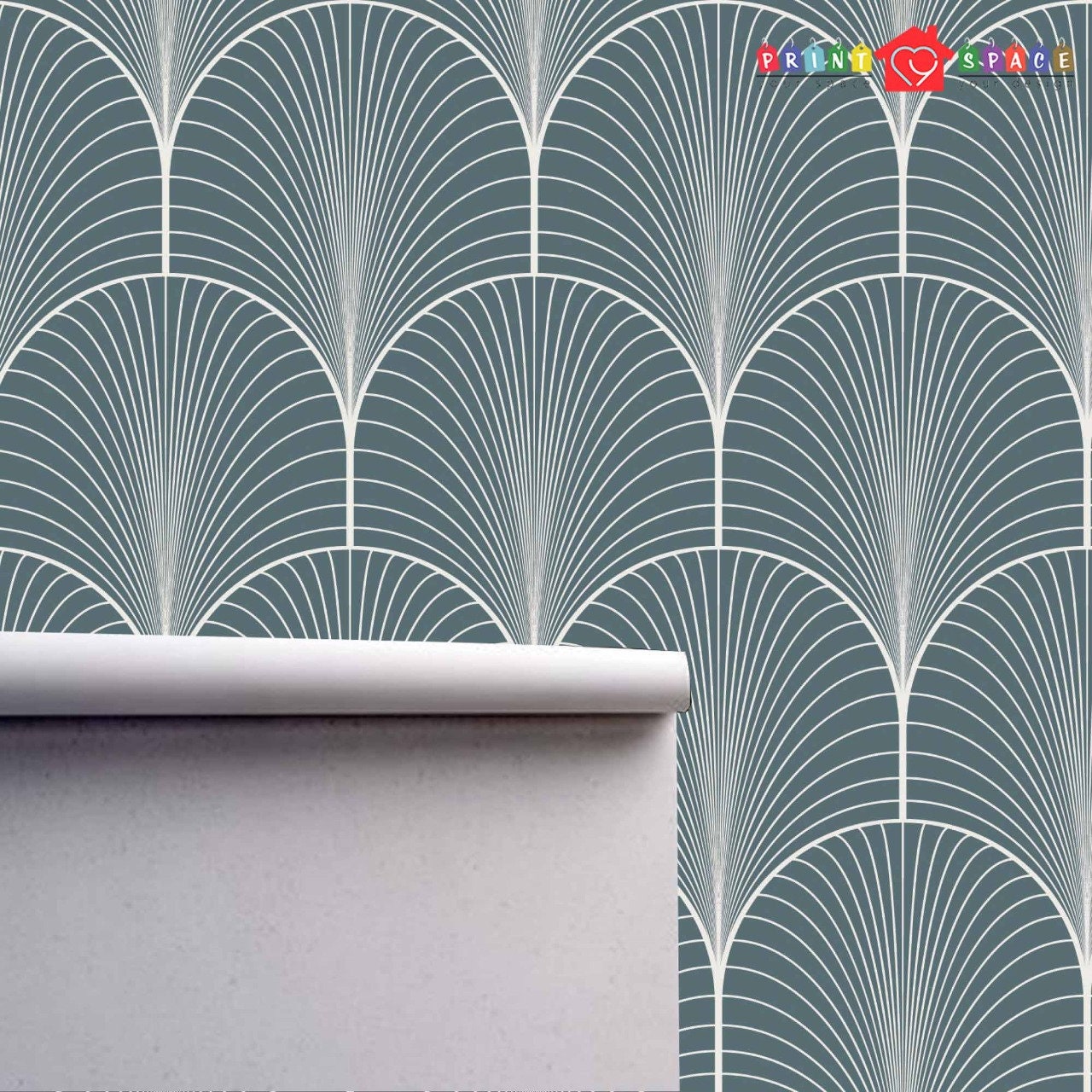 Art Deco Gray White Geometric Wallpaper Traditional Non Woven Etsy UK