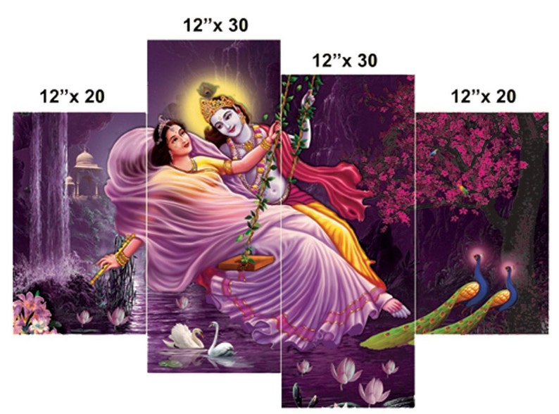 Buy Radha Krishna on A Swing Canvas Wall Art Large Canvas Wall Online