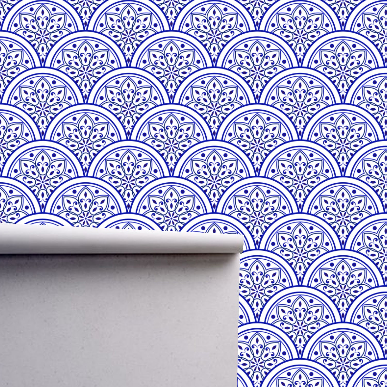 Geometric Art Deco Blue White Wallpaper Monochrome Embossed Etsy