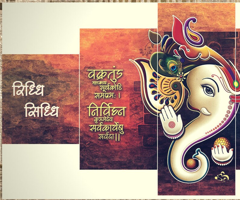 Large Ganesha Canvas Wall Art Set Ganesh Hindu Meditation Etsy