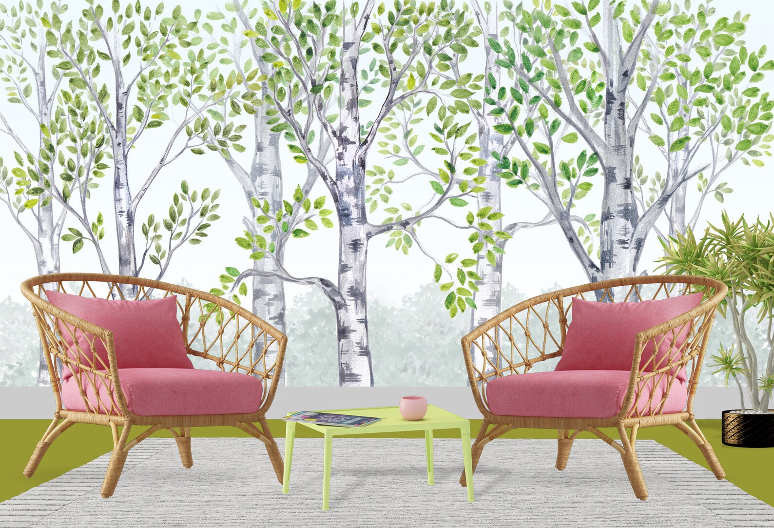 Birch Tree Nursery Decor Wallpaper Traditional or Removable Etsy