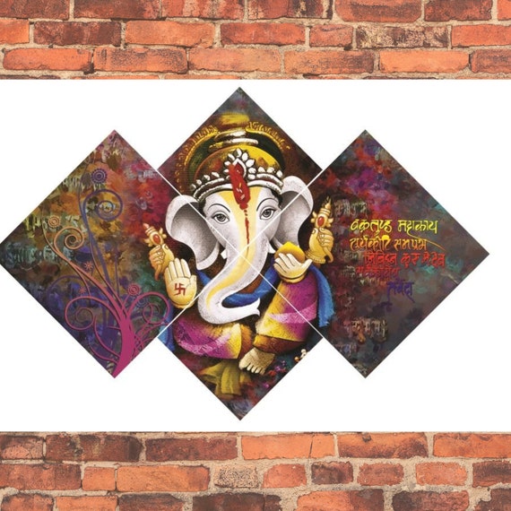 Large 4 Panel Ganesha Wall Art Lord Hindu Meditation - Lord Ganesha Wall Art Large 4 Panel Ganesha Wall Art Lord Hindu Meditation - Lord Ganesha Wall Art