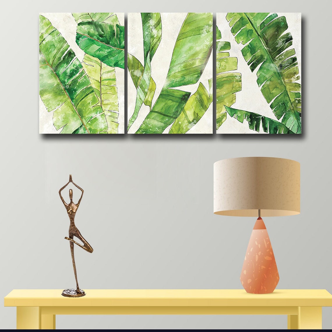 Tropical Leaves Wall Art Leaf Painting Wall Decor Wall Art Etsy