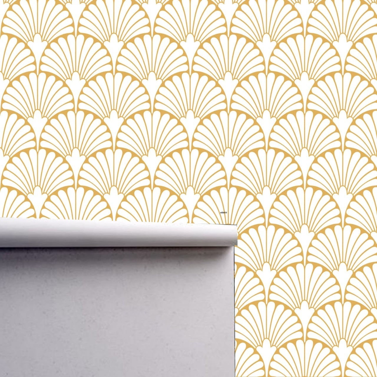 Geometric Art Deco White Gold Wallpaper Traditional Non woven | Etsy