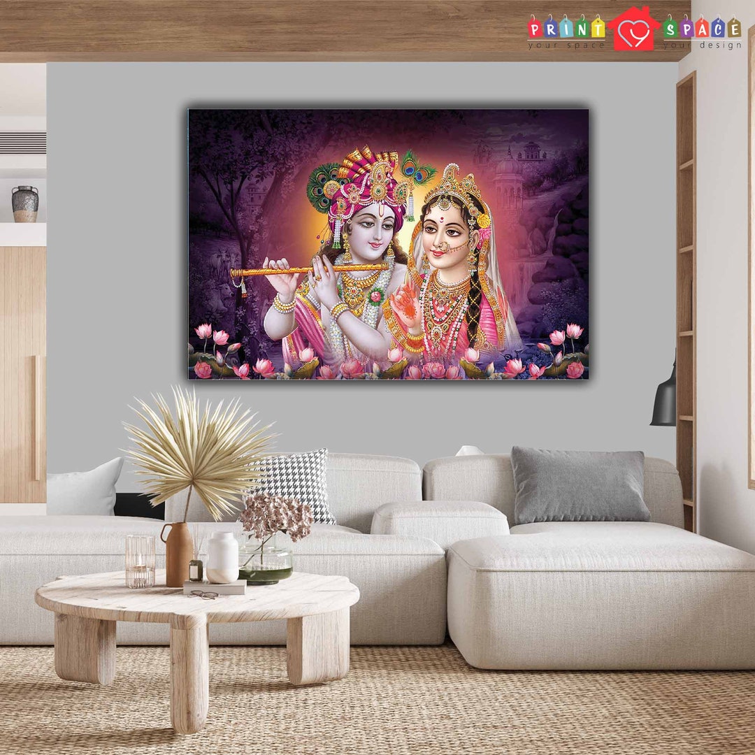 Peinture Radha Krishna Toile spirituelle Décor mural Radha - Etsy France