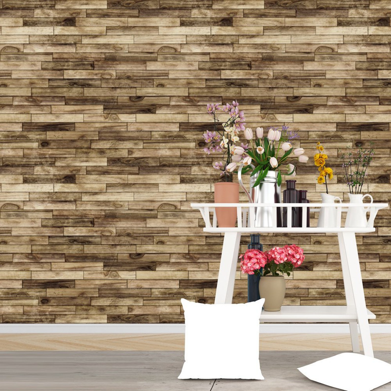 Vintage Brown Shiplap Wood Wallpaper Reclaimed Wood Etsy