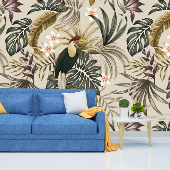 Printmyspace Tropical Nature Chinoiserie Wallpaper Prepasted Etsy