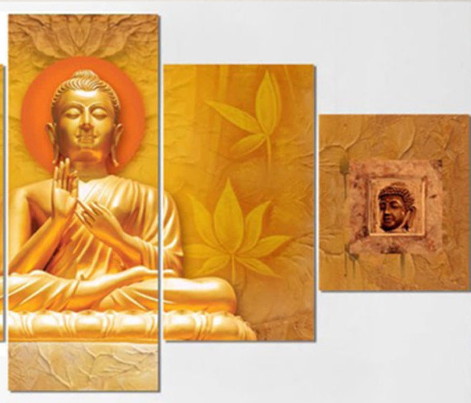 Golden Buddha Large Wall Art Canvas Wall Painting Buddha Yoga Etsy