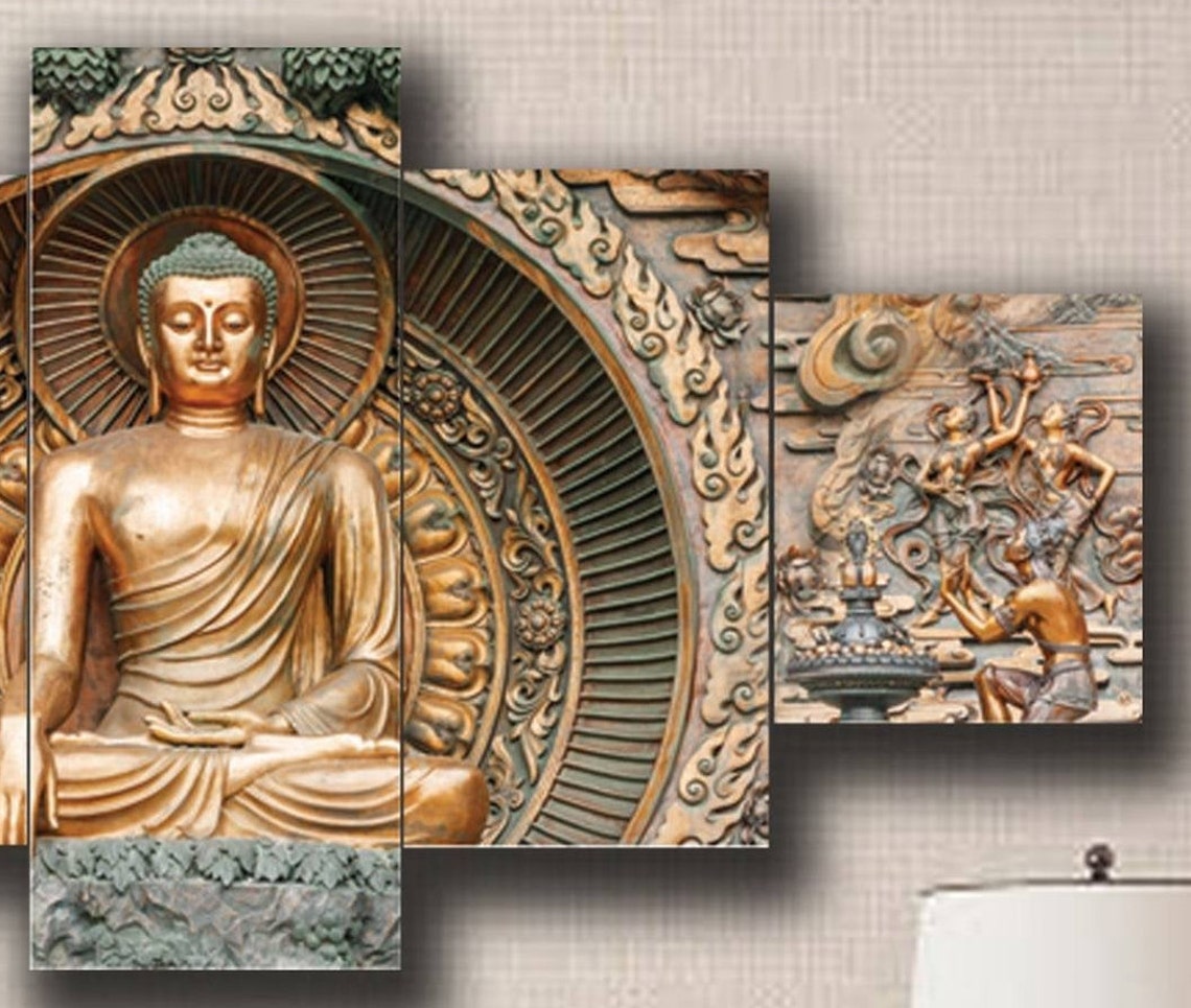 Bronze Buddha Large Wall Art 5 Piece Canvas Buddha Wall | Etsy