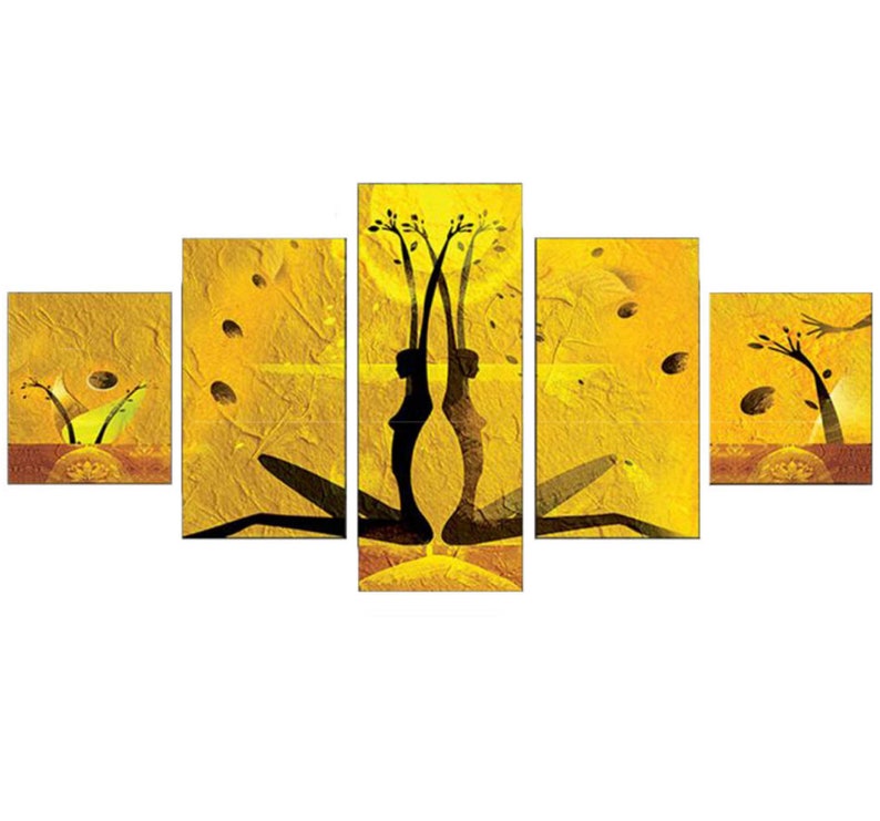 Abstract Wall Art in Gold and Black Canvas Wall Decor Digital Etsy