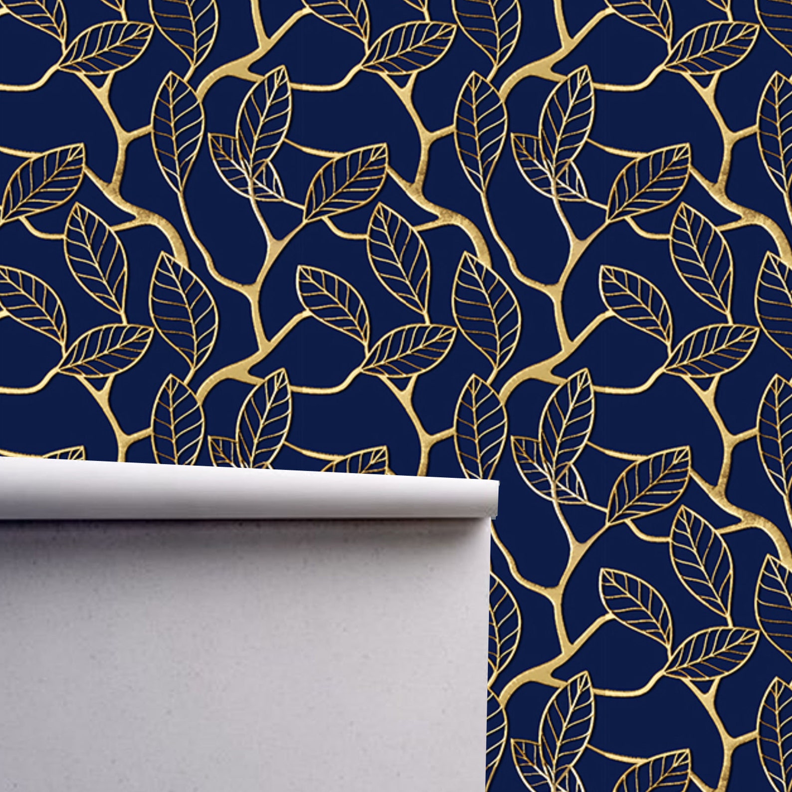 PrintMySpace Vintage Gold and Blue Lattice Wallpaper Self Etsy