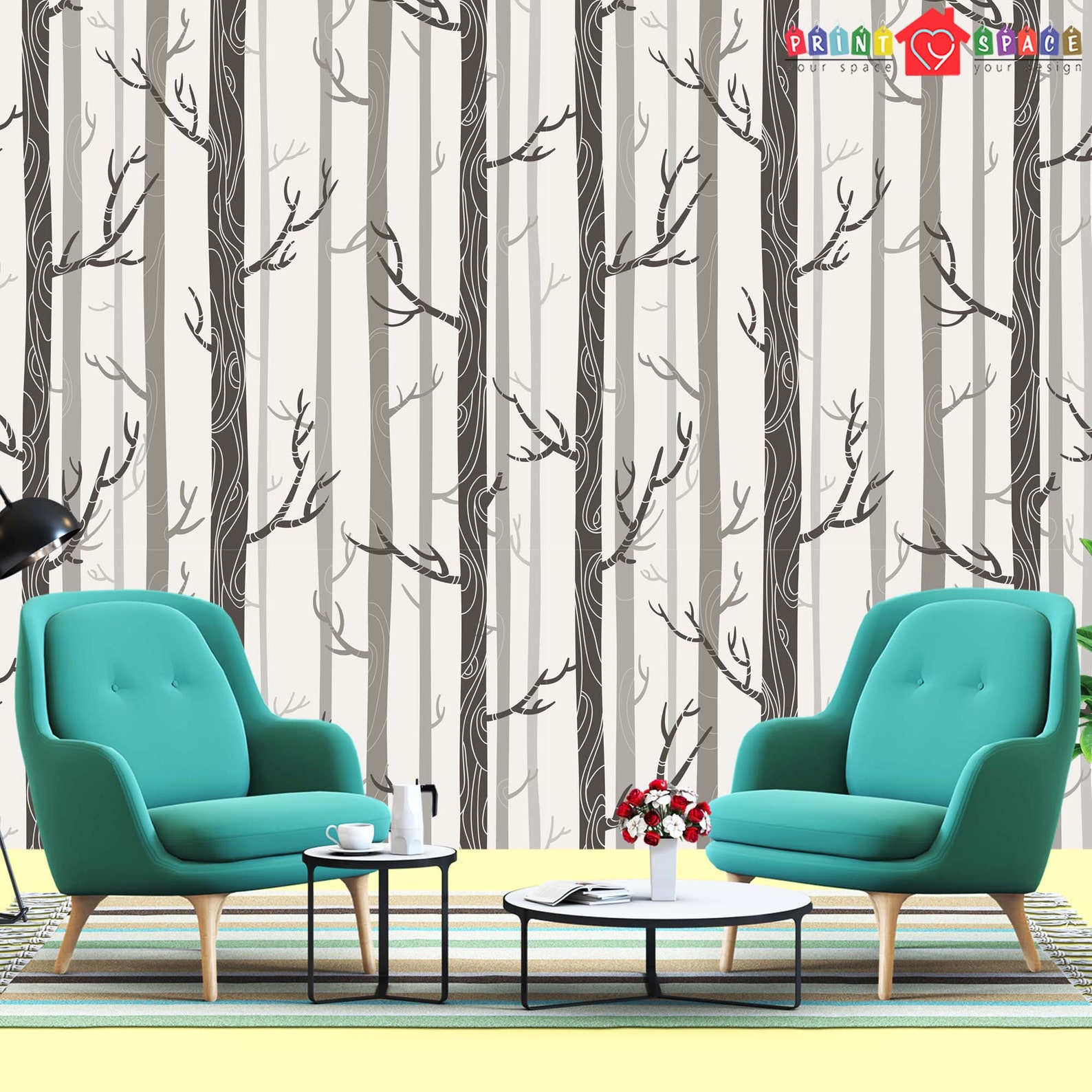 Birch Tree Design Wallpaper Rustic Farmhouse Decor Etsy