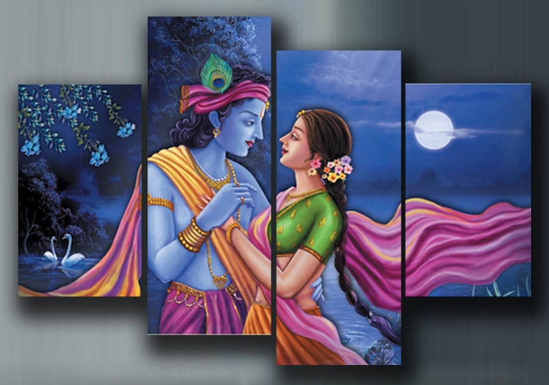 Radha Krishna large canvas wall art canvas oil painting Etsy