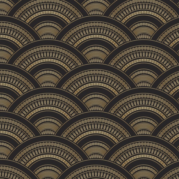 Verbazingwekkend Geometric Art Deco Wallpaper in Black & Gold Removable Self | Etsy AZ-66