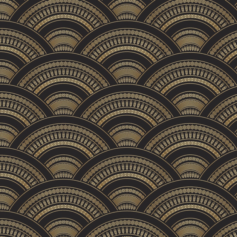 Geometric Art Deco Wallpaper in Black & Gold Removable Self | Etsy