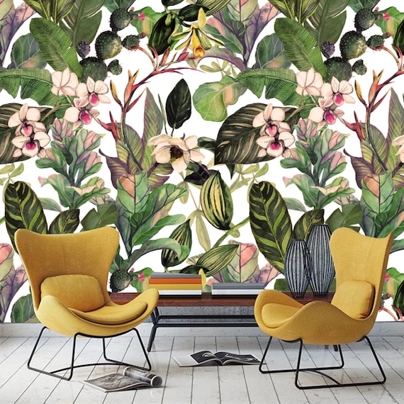 Printmyspace Leaf Floral Tropical Wallpaper Prepasted Wall Mural Wall Covering Wall Decor