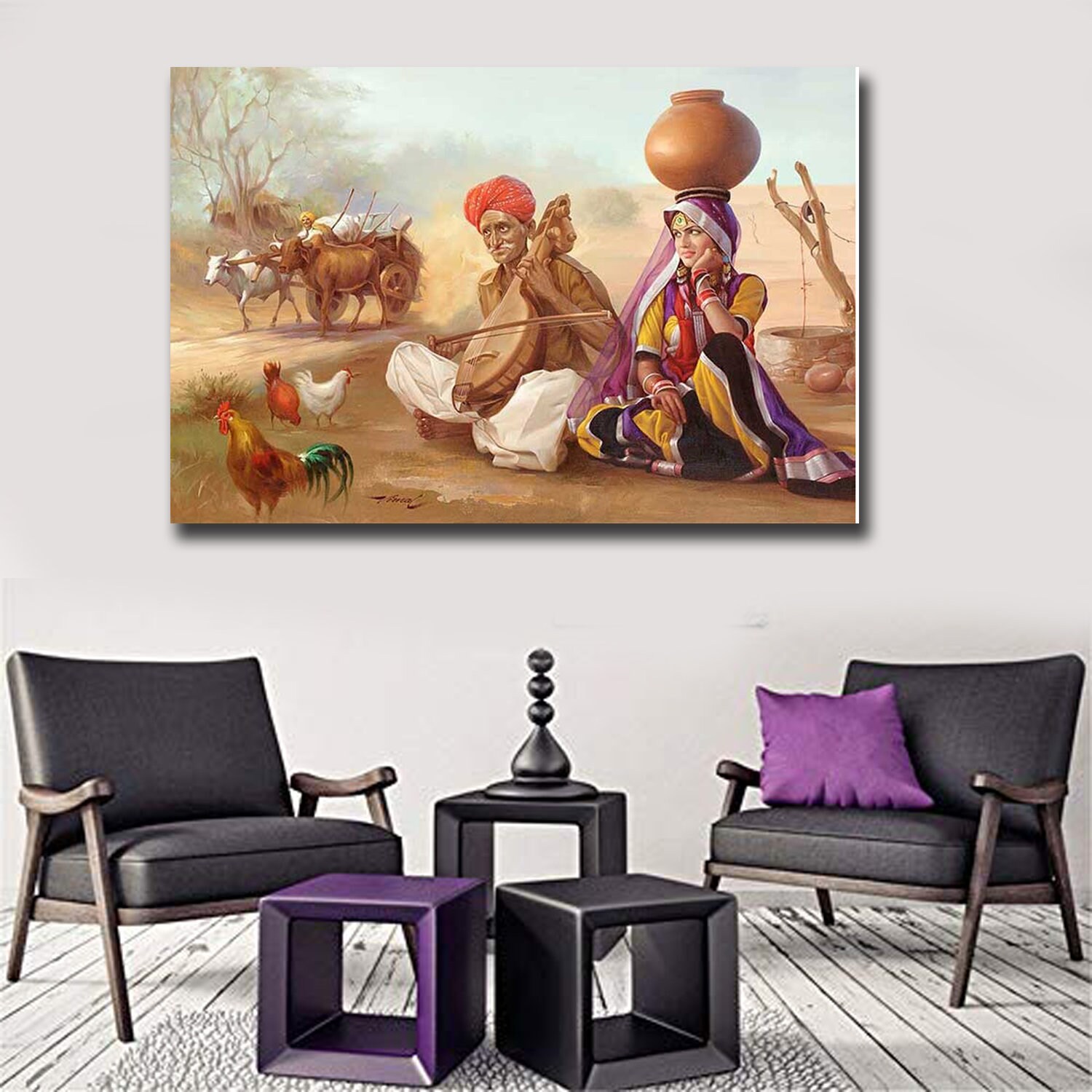 Rajasthan Village Canvas Wall Art Large Canvas Wall Art Etsy