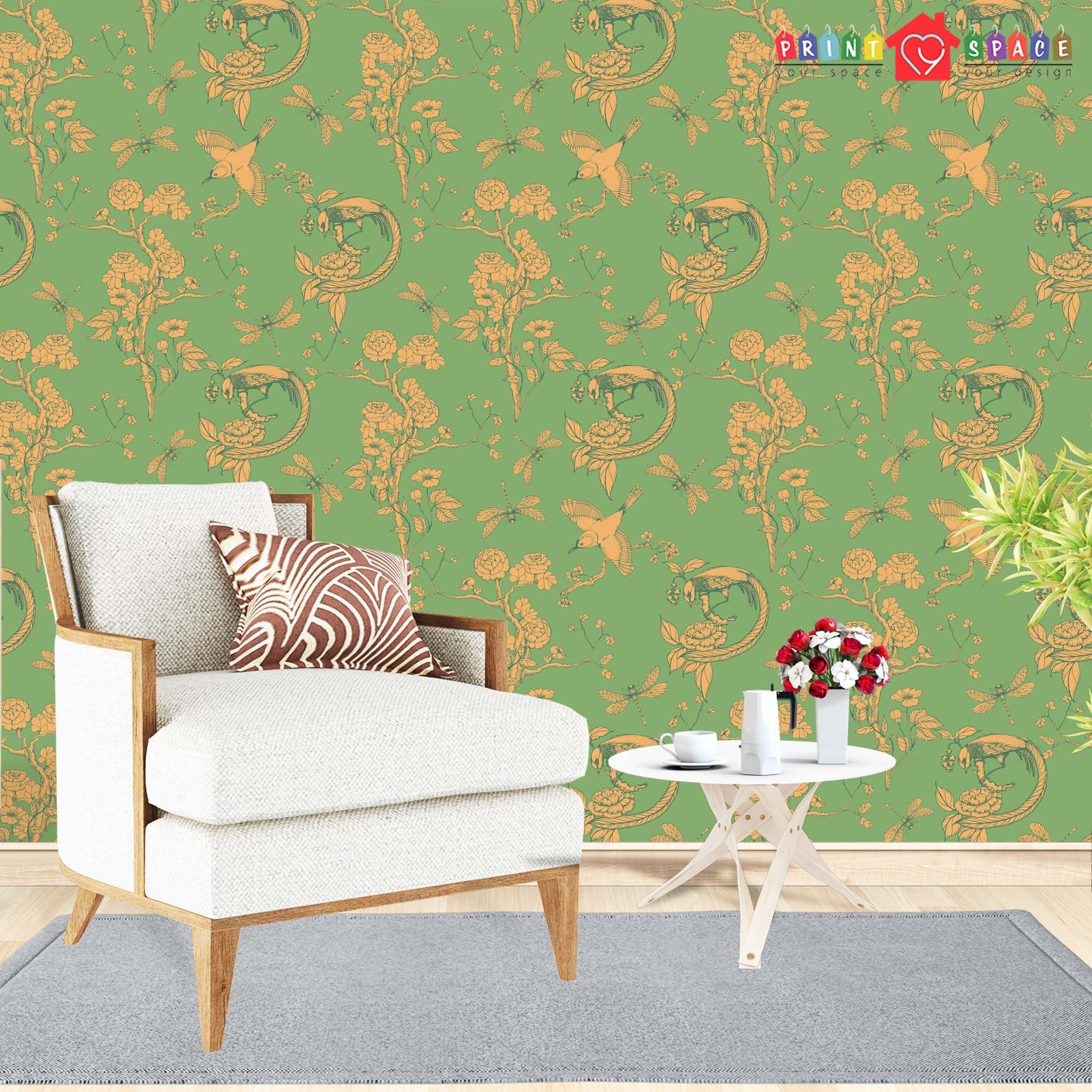 Vintage Green Boho Wallpaper Textured Traditional or Peel and Etsy