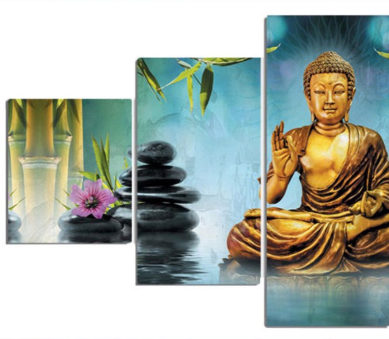 Large Buddha Canvas Wall Art Painting Poster Spiritual Yoga Etsy