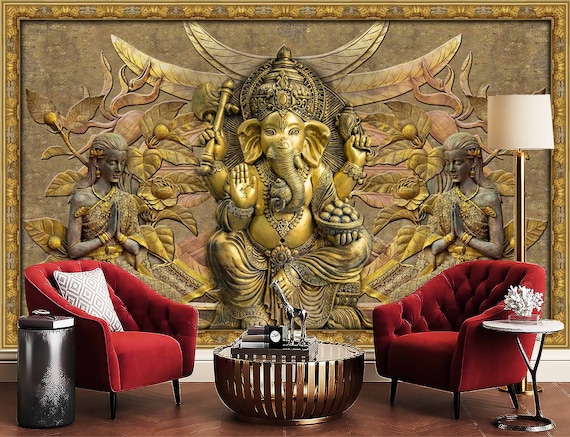Lord Ganesha Wallpaper 3D Ganesha Wallpaper Removable Peel & - Etsy Lord Ganesha Wallpaper 3D Ganesha Wallpaper Removable Peel & - Etsy