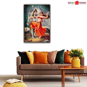 Shiv Parvati Canvas Shiva Wall Art Mahadev Painting Canvas - Etsy