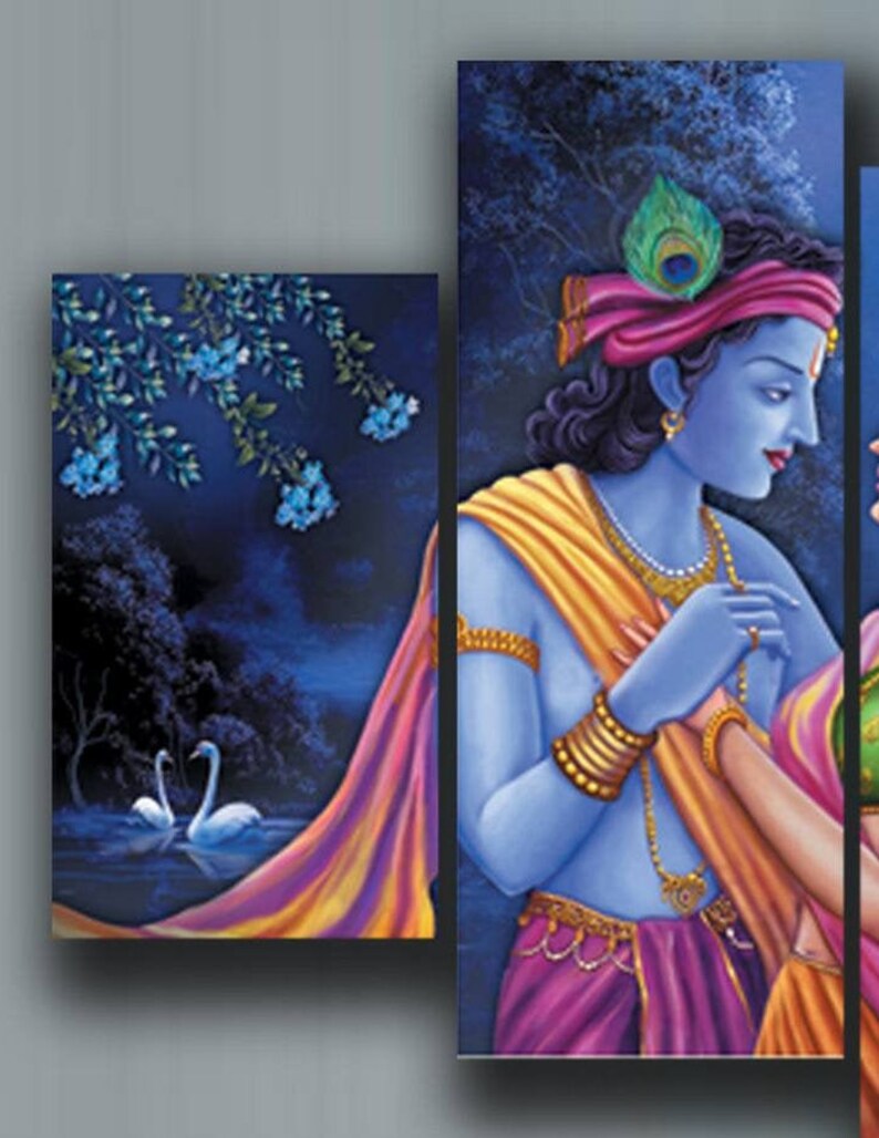 Radha Krishna Large Canvas Wall Art Hindu Spiritual Canvas Etsy
