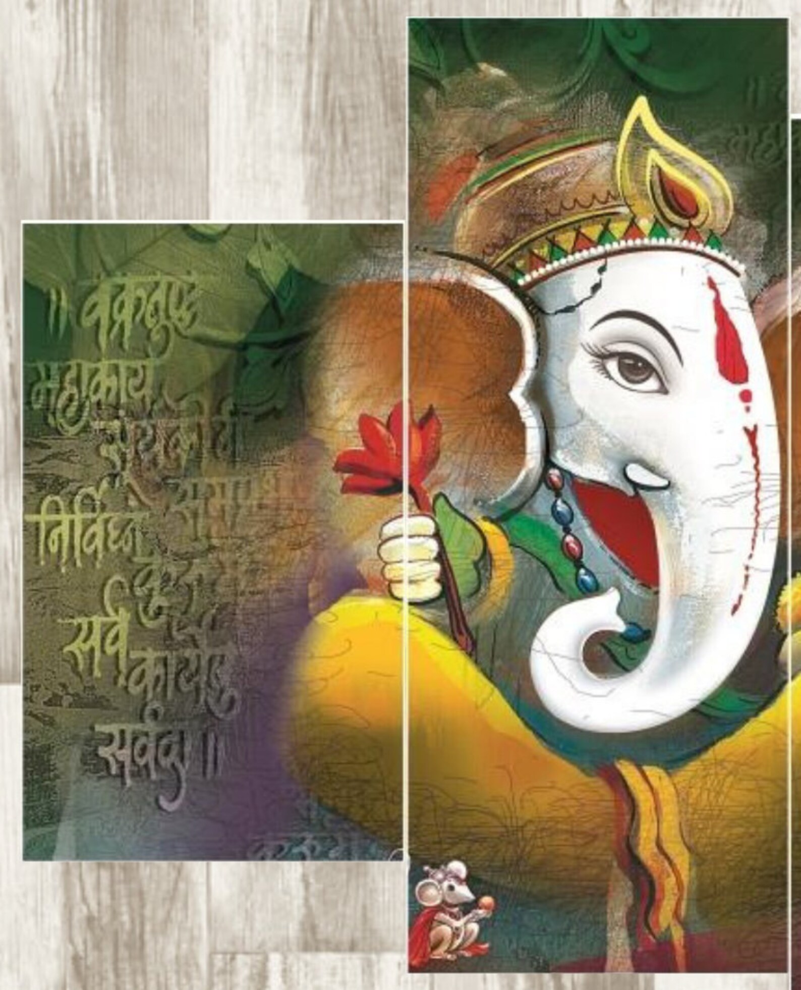 Ganesha Large Canvas Wall Art With Mantra Large Canvas Wall Etsy