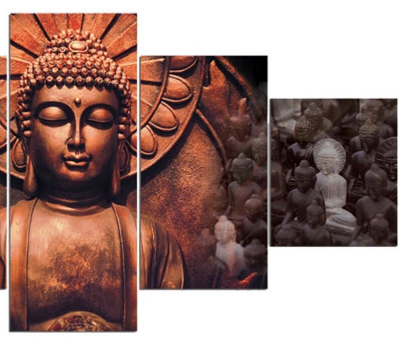 Bronze Buddha Large Wall Art 5 Piece Canvas Art Print Buddha Etsy