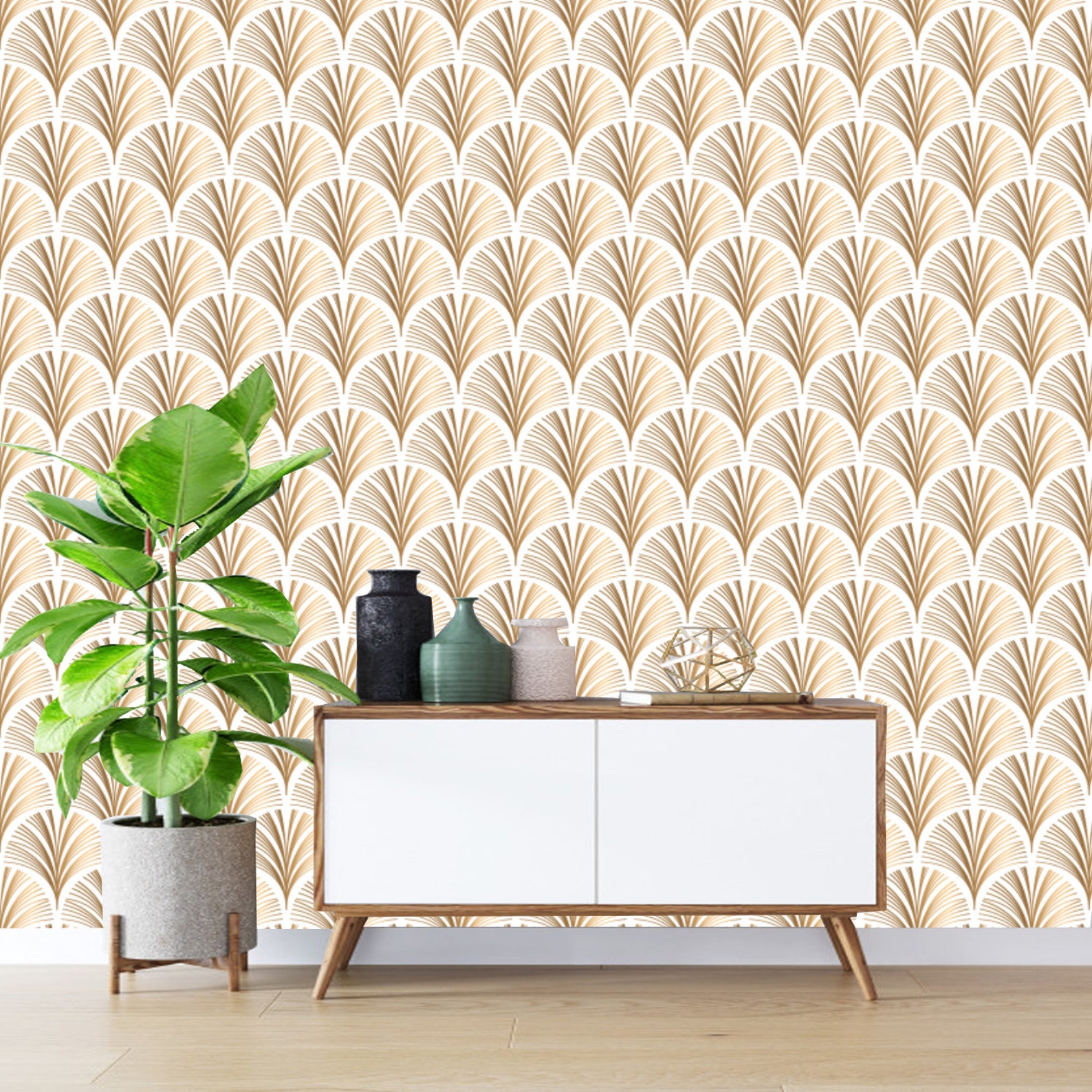 Geometric Art Deco White Beige Wallpaper Monochrome Embossed Etsy