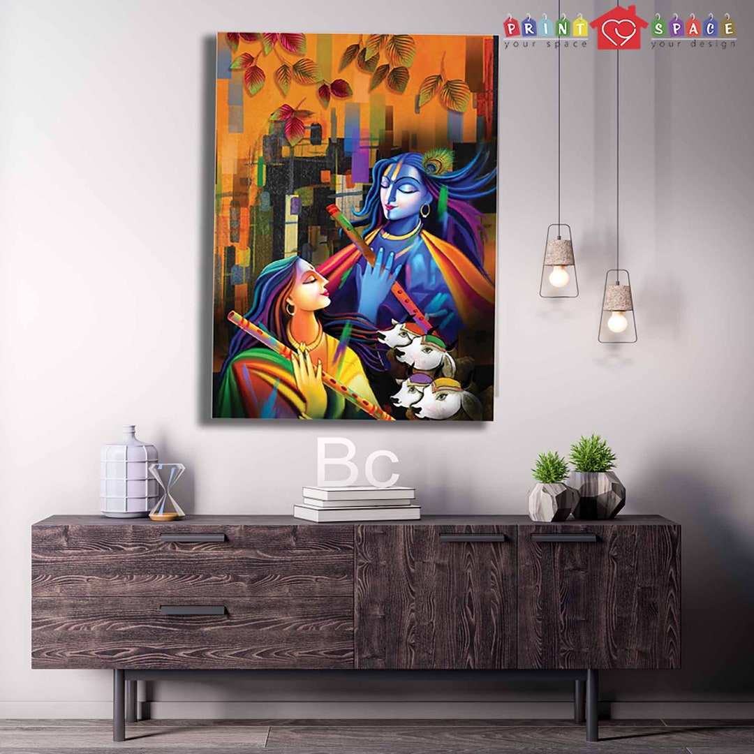 Art mural abstrait RadhaKrishna Canvas Art mural hindou - Etsy France